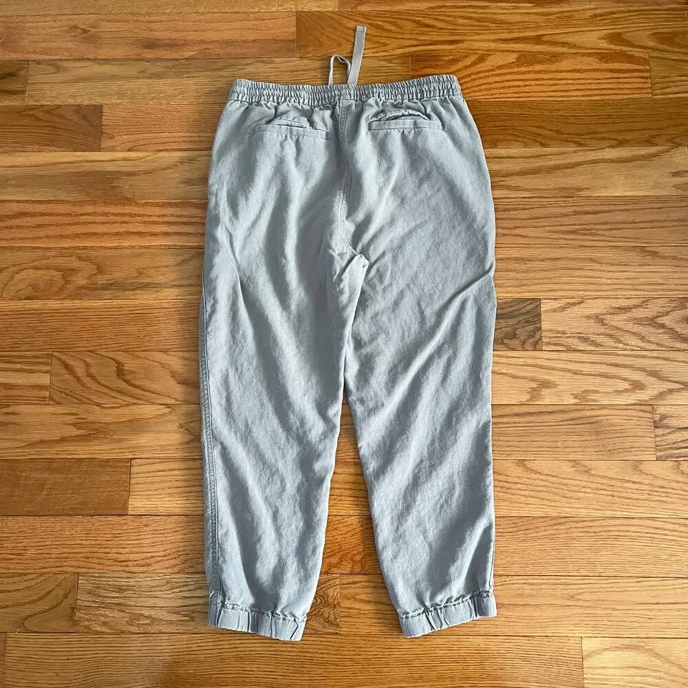 J. Crew Point Sur Seaside Pant 4 Gray Linen Blend High Rise Jogger Casual Crop